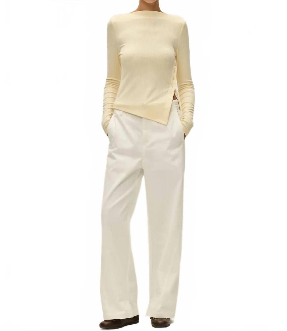 NEW ELODIE THE LABEL carry ribbed asymmetric top in pear